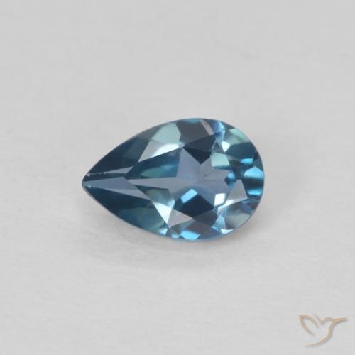 Topacio azul natural de 0,55 ct, en forma de pera, VVS-VS