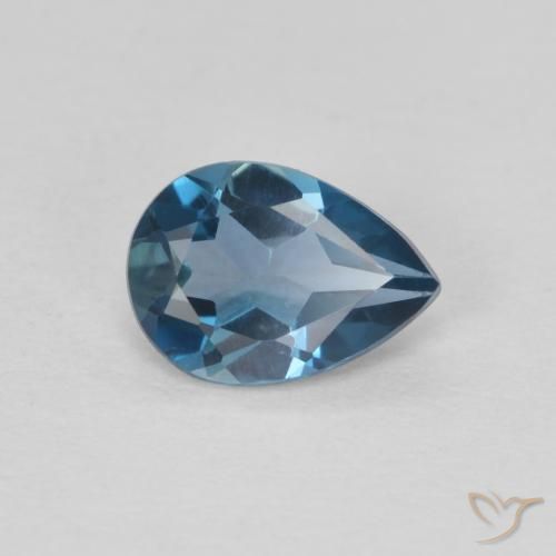 Topacio Azul Londres natural de 0.75 ct, En forma de pera, VVS-VS