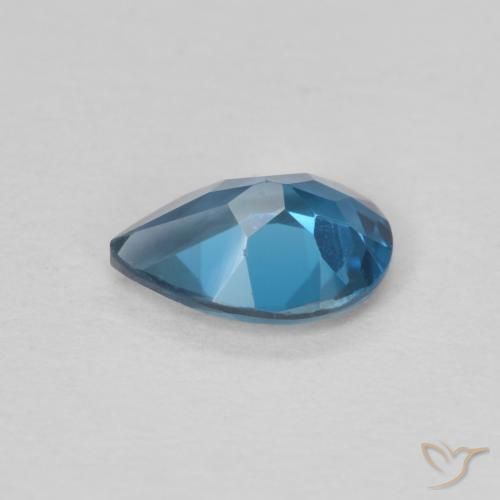 Topacio Azul Londres natural de 0.75 ct, En forma de pera, VVS-VS