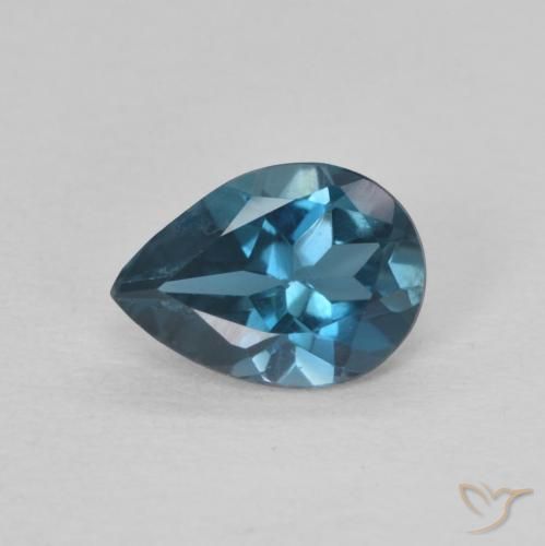 0.78ct Natural Azul Londres Topacio, En forma de pera, VS