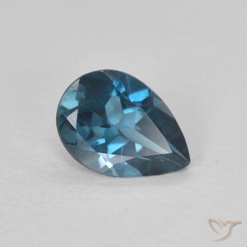 Topacio Azul Londres natural de 0.78 ct, En forma de pera, VS