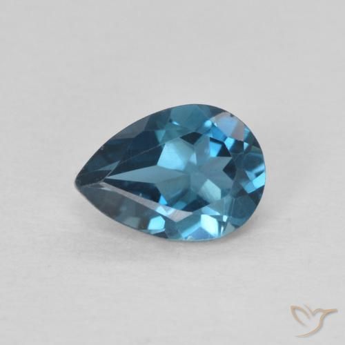 0.82ct Natural Azul Londres Topacio, En forma de pera, VS