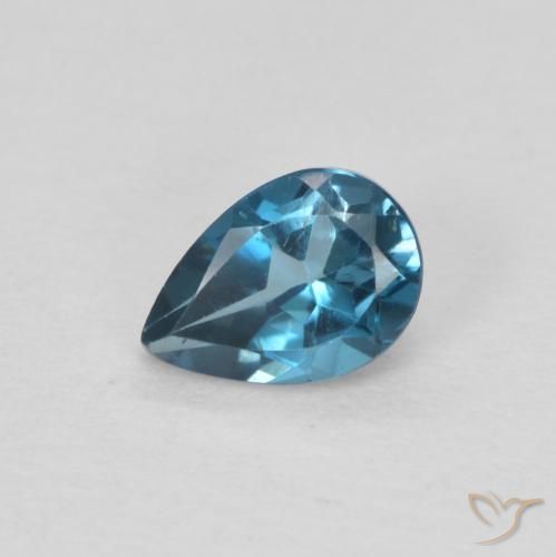 0.56ct Natural Azul Londres Topacio, En forma de pera, VS