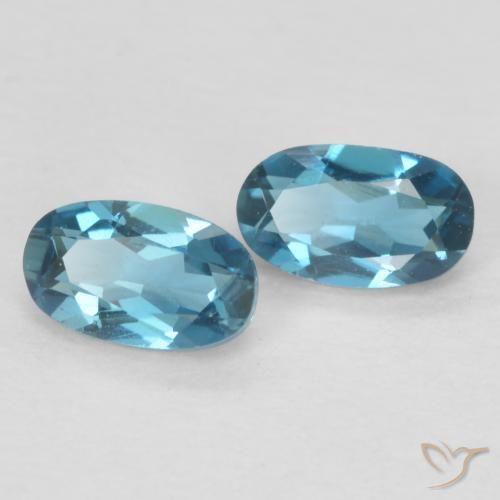 Gemas de Topacio Azul Londres natural de 0.58 ct, Ovalada, VVS-VS