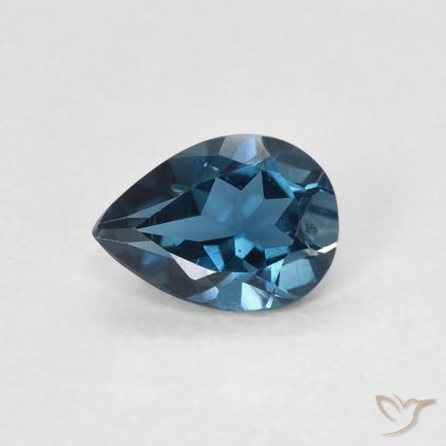 0.75ct Natural Azul Londres Topacio, En forma de pera, VVS-VS