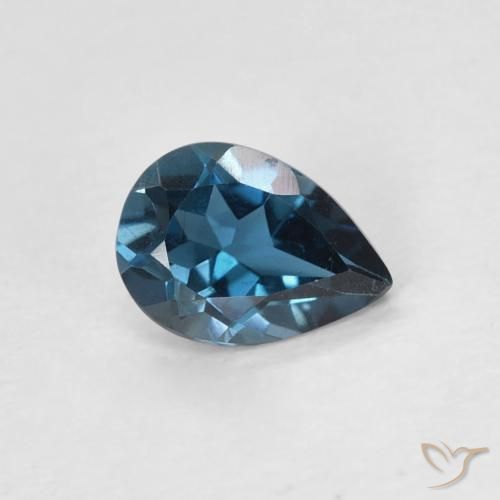 Topacio Azul Londres natural de 0.75 ct, En forma de pera, VVS-VS