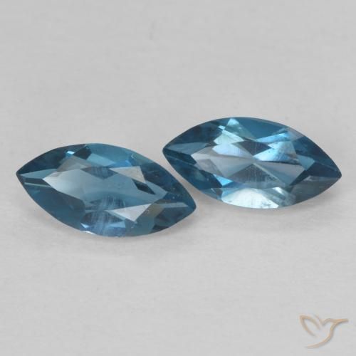 Gemas de Topacio Azul Londres natural de 1.02 ct, Marquesa, VVS-VS