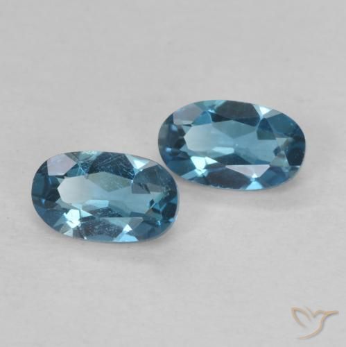 Gemas de Topacio Azul Londres natural de 0.57 ct, Ovalada, VVS-VS