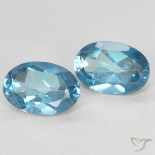 Gemas de Topacio Azul Londres natural de 1.04 ct, Ovalada, VVS-VS