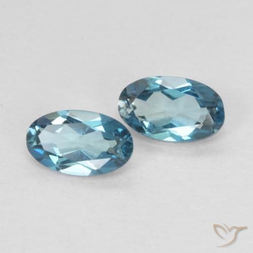 Gemas de Topacio Azul Londres natural de 0.53 ct, Ovalada, VVS-VS