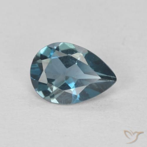 Topacio Azul Londres natural de 0.69 ct, En forma de pera, VVS-VS