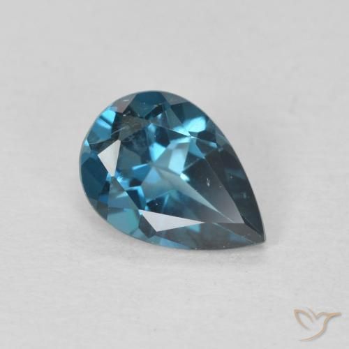 Topacio Azul Londres natural de 0.74 ct, En forma de pera, VVS-VS