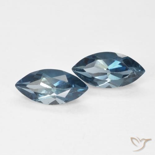 Gemas de Topacio Azul Londres natural de 0.98 ct, Marquesa, VS