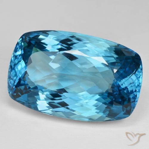 Topacio Azul Suizo natural de 120.92 ct, Forma Cojín, IF