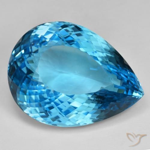 Topacio Azul Suizo natural de 155.42 ct, En forma de pera, IF
