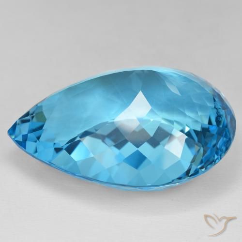 Topacio Azul Suizo natural de 155.42 ct, En forma de pera, IF