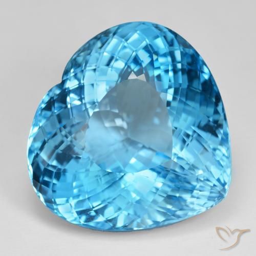 Topacio Azul Suizo natural de 126.78 ct, Corazón, IF