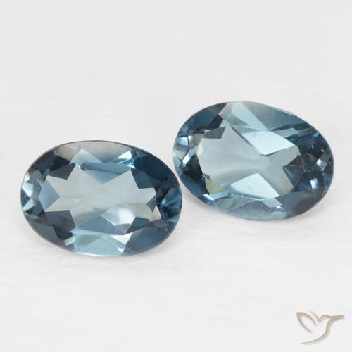 Gemas de Topacio Azul Londres natural de 1.90 ct, Ovalada, VVS-VS