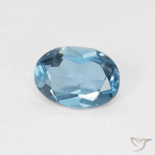 Topacio Azul Londres natural de 0.89 ct, Ovalada, VVS-VS