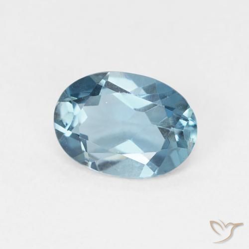 Topacio Azul Londres natural de 0.89 ct, Ovalada, VVS