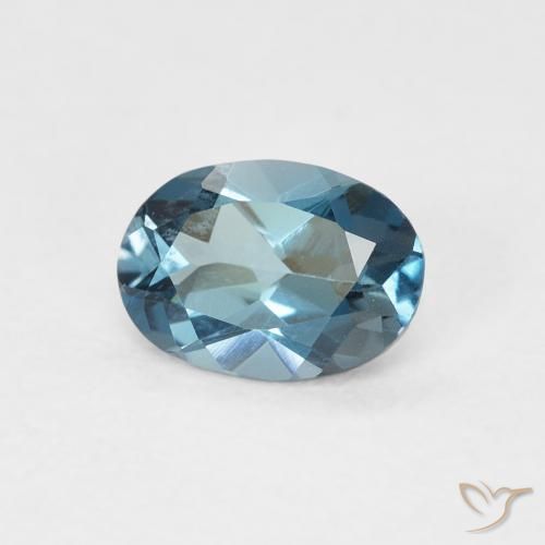 Topacio Azul Londres natural de 0.91 ct, Ovalada, VVS