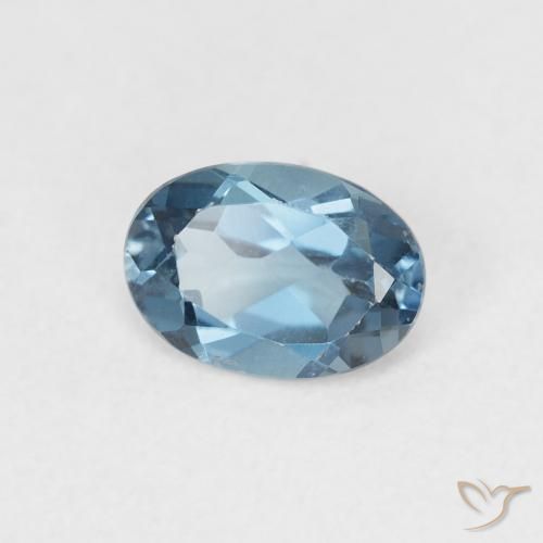 Topacio Azul Londres natural de 0.97 ct, Ovalada, VVS-VS