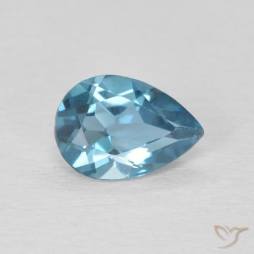 Topacio Azul Londres natural de 0.81 ct, En forma de pera, VS