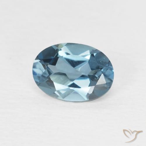 Topacio Azul Londres natural de 0.97 ct, Ovalada, VVS-VS
