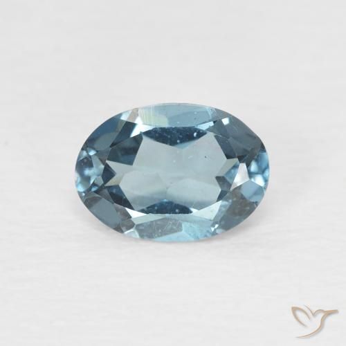 0.98ct Natural Azul Londres Topacio, Ovalada, VS