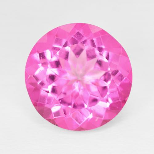 Topacio Medium Dark-Pink natural de 12.08 ct, Corte Redondo, VS