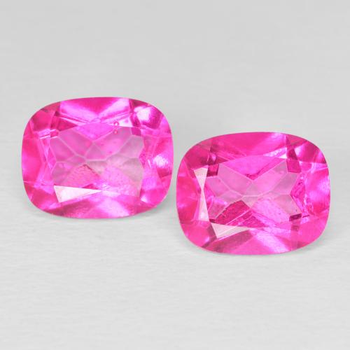 Gemas de topacio rosa natural de 7,73 ct, corte cojín, VVS-VS