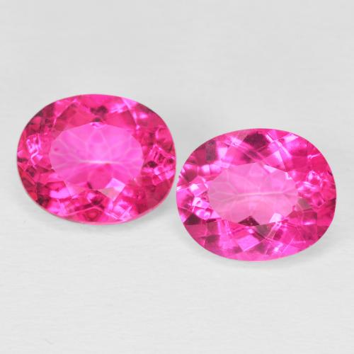 Gemas de Topacio Rosa oscuro natural de 9.23 ct, Corte Óvalo, VVS-VS