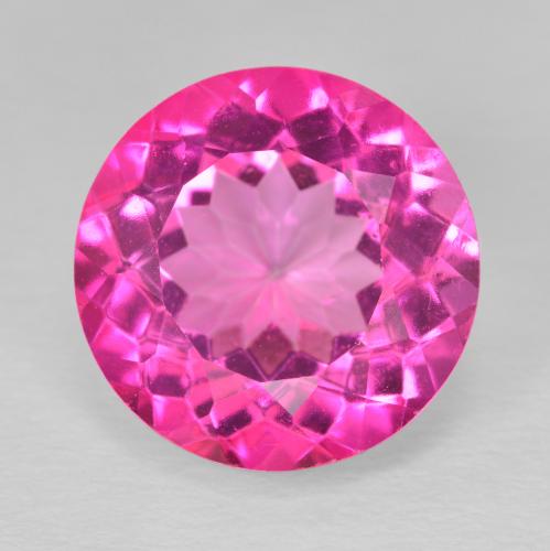 Topacio rosa natural de 12,00 ct, corte redondo, VVS-VS