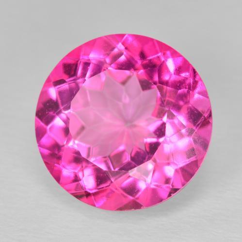 Topacio rosa natural de 12,00 ct, corte redondo, VVS-VS