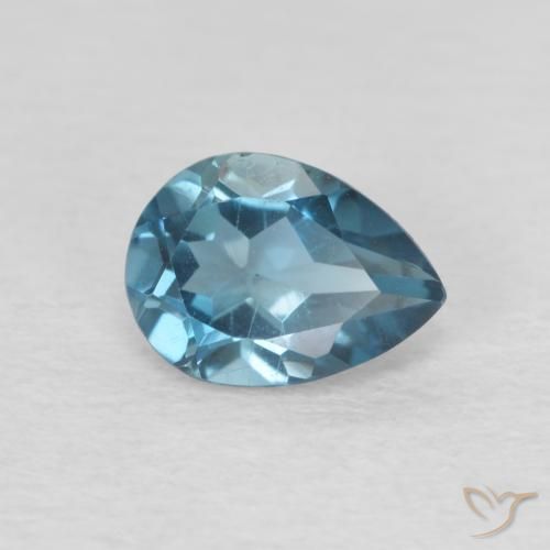 Topacio Azul Londres natural de 0.93 ct, En forma de pera, VVS-VS