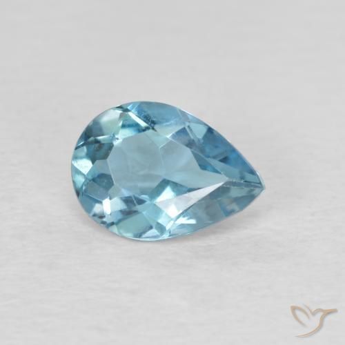 Topacio Azul Suizo natural de 0.80 ct, En forma de pera, VVS-VS