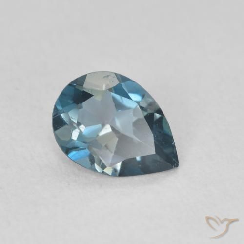 Topacio Azul Londres natural de 0.77 ct, En forma de pera, VVS-VS
