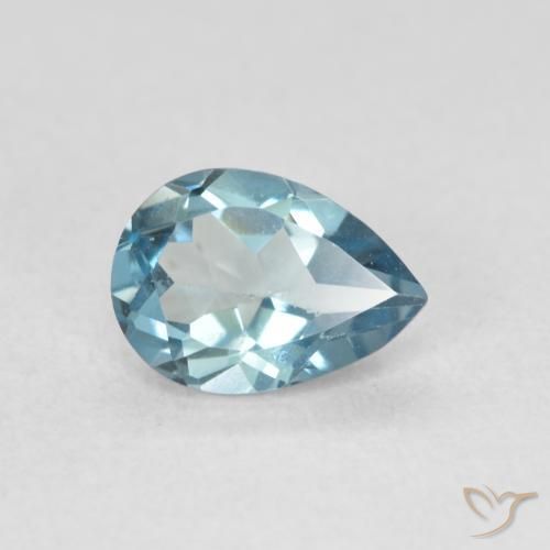Topacio Azul Cielo natural de 0.86 ct, En forma de pera, VVS-VS
