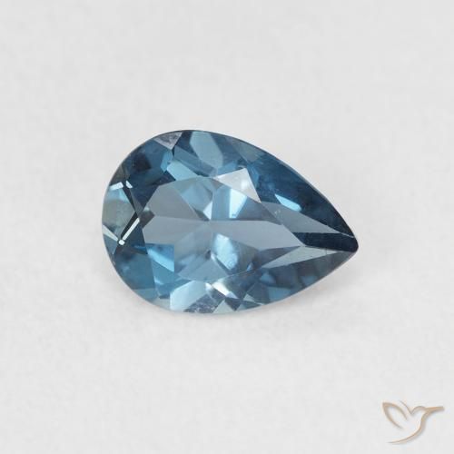 Topacio Azul Londres natural de 0.85 ct, En forma de pera, VS