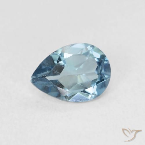 0.90ct Natural Azul Londres Topacio, En forma de pera, VS