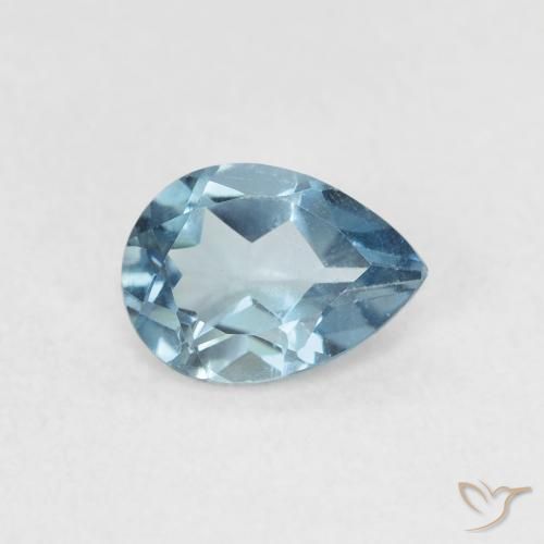 Topacio Azul Londres natural de 0.90 ct, En forma de pera, VS