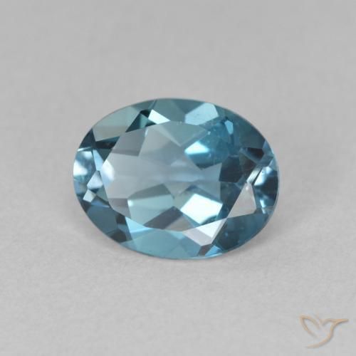 Topacio azul natural de 2,15 ct, corte óvalo, VVS-VS