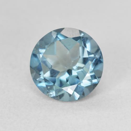 Topacio Azul plateado intenso natural de 1.68 ct, Corte Redondo, VS