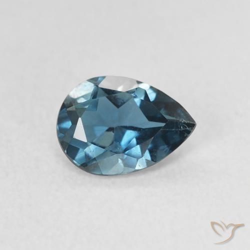 Topacio Azul Londres natural de 0.86 ct, En forma de pera, VS