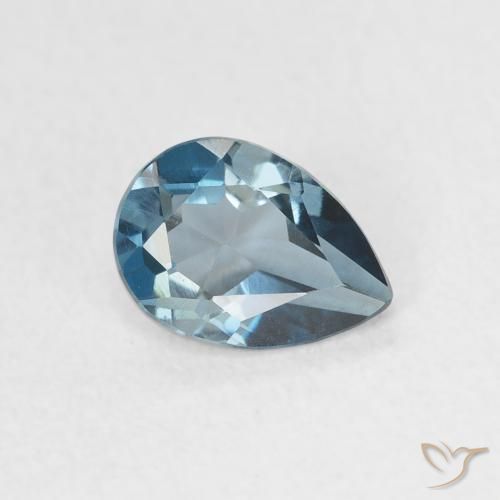 Topacio Azul Londres natural de 0.85 ct, En forma de pera, VVS