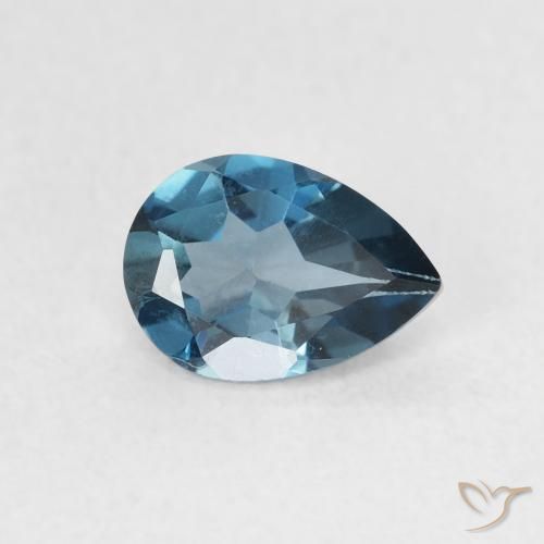 Topacio Azul Londres natural de 0.75 ct, En forma de pera, VVS