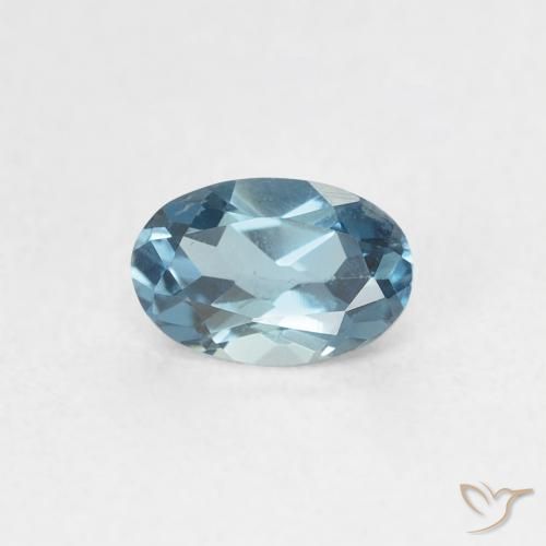 0.63ct Natural Azul plateado intenso Topacio, Ovalada, VVS