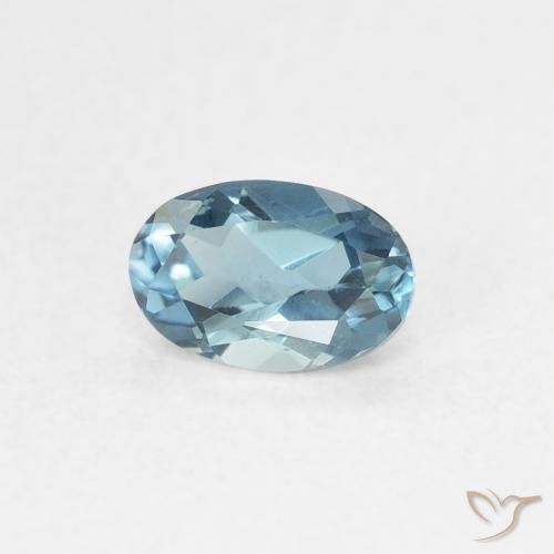 Topacio Azul plateado intenso natural de 0.63 ct, Ovalada, VVS