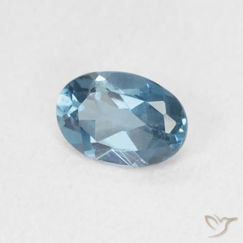 Topacio azul natural de 0,62 ct, corte óvalo, VVS
