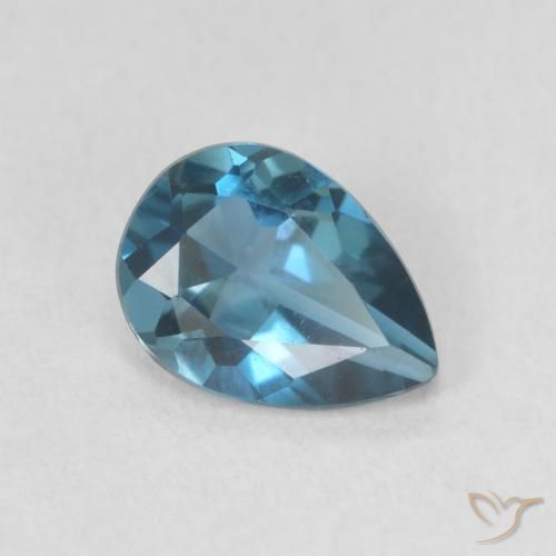 Topacio Azul Londres natural de 0.77 ct, En forma de pera, VVS